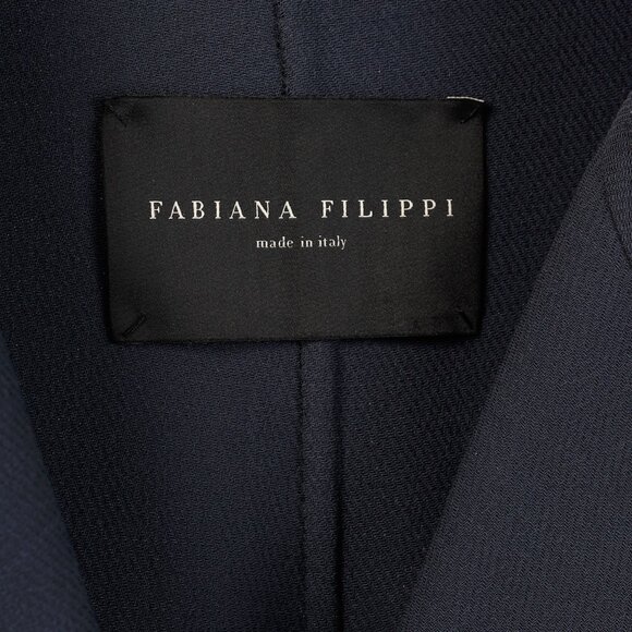Fabiana Filippi Navy Twill Bead-Trim Double-Breasted Coat - Picture 10 of 10